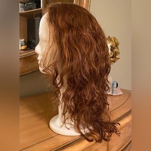 European virigin human hair 18" curly lace cap wig (sheitel)